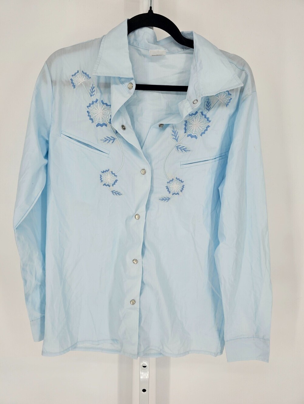 Vtg Napoleon Dynamite Mens Sz S Long Sleeve Pearl Snap Shirt Light Blue Costume